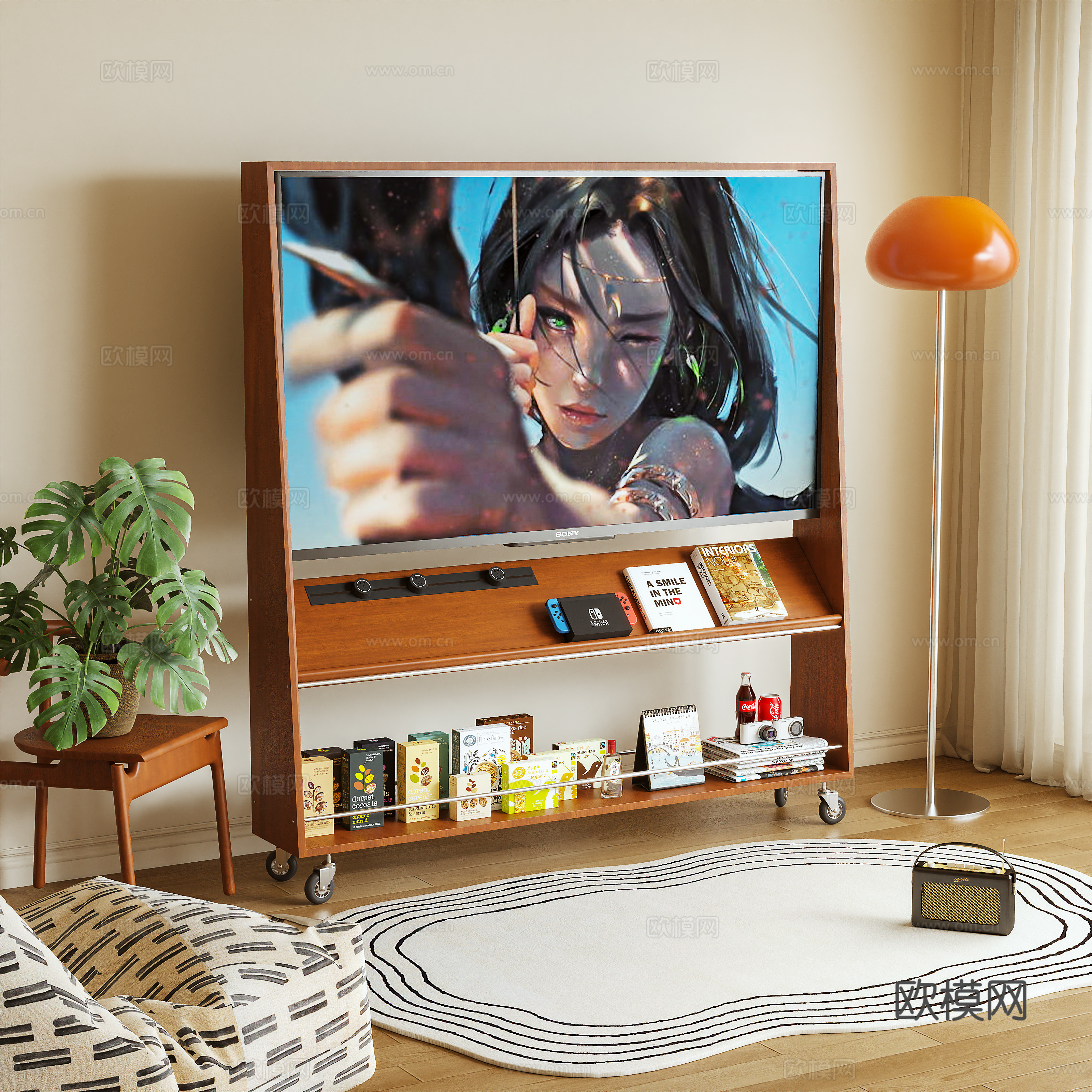 电视柜 电视支架 移动柜 摆件3d模型