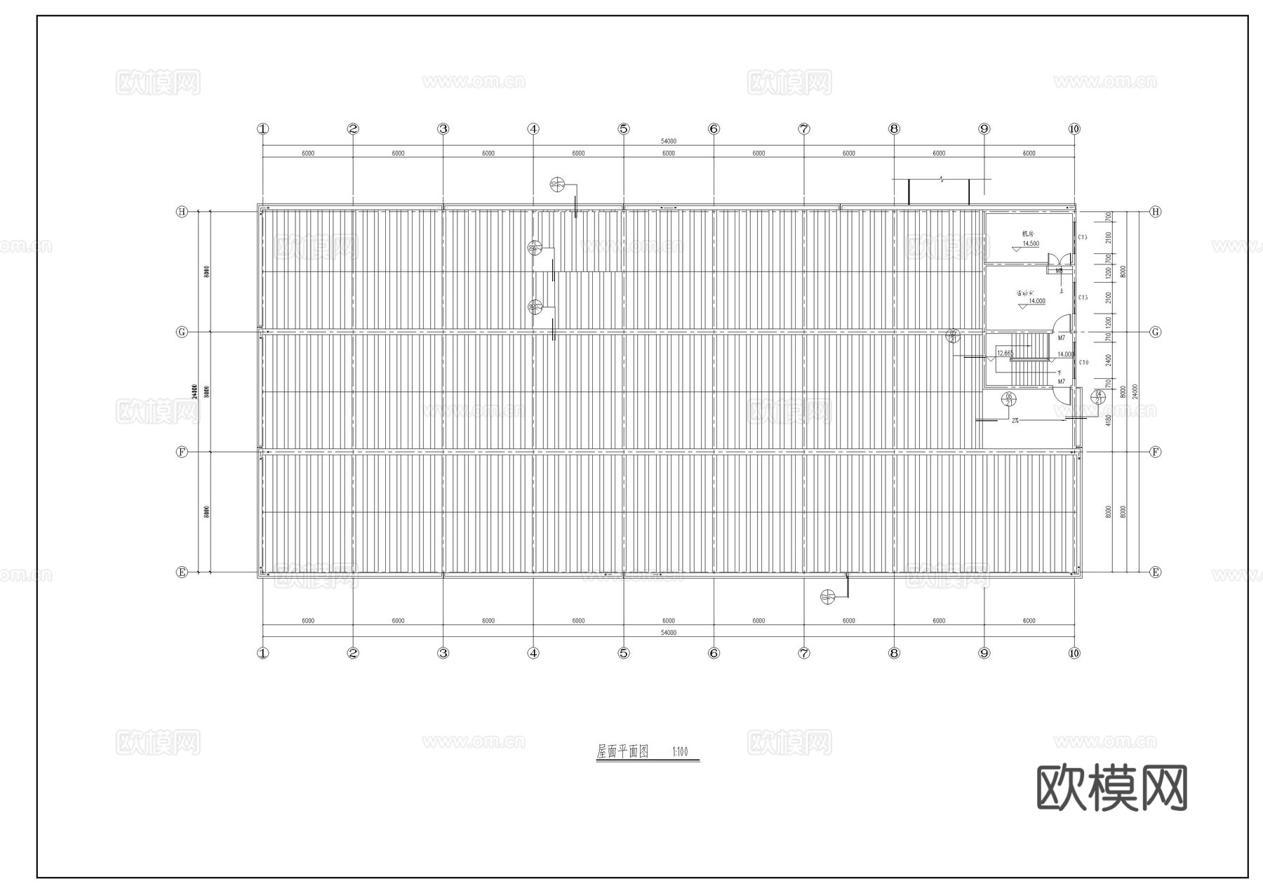 某公司厂房施工图cad施工图
