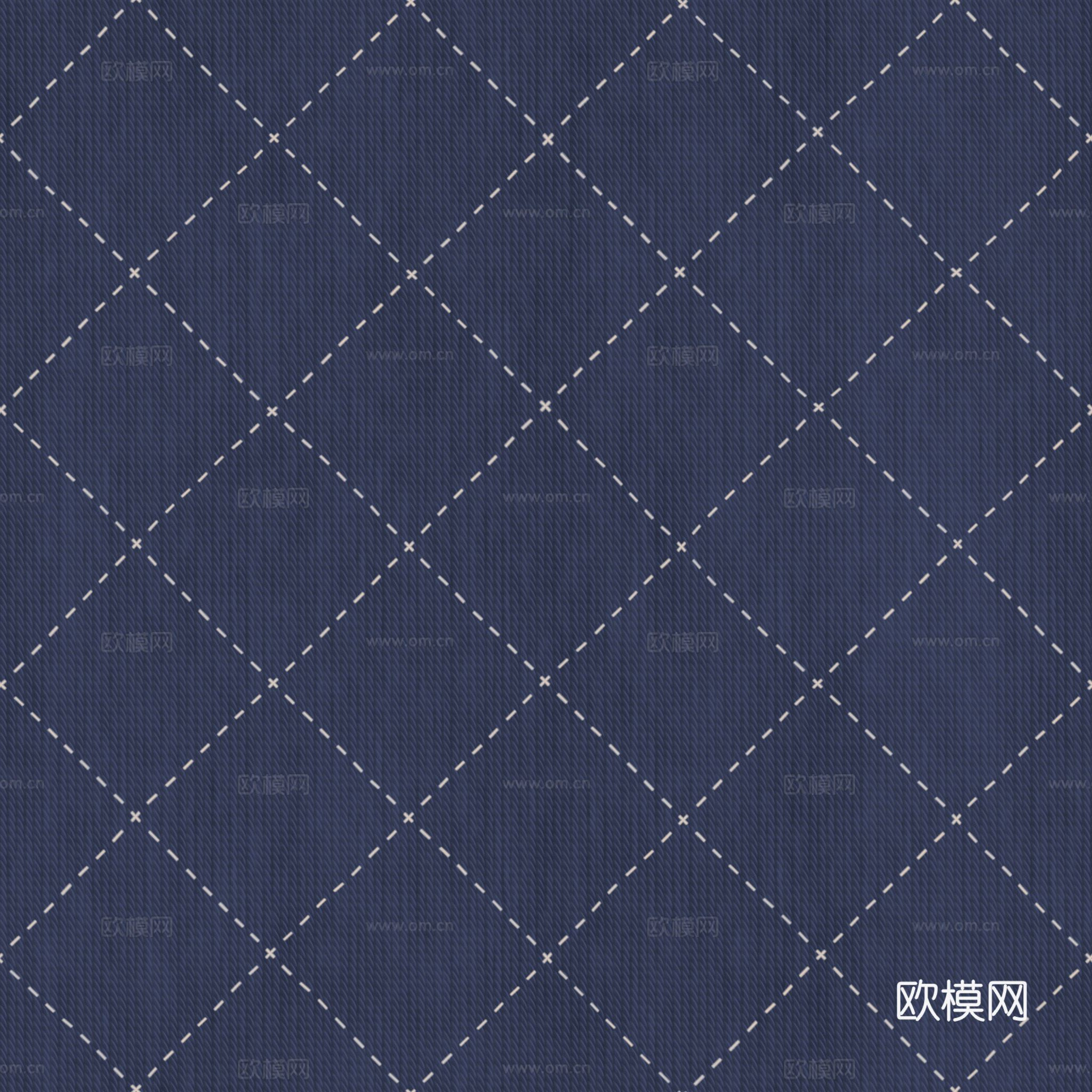 无缝蓝色线条花纹软包PBR贴图 2k