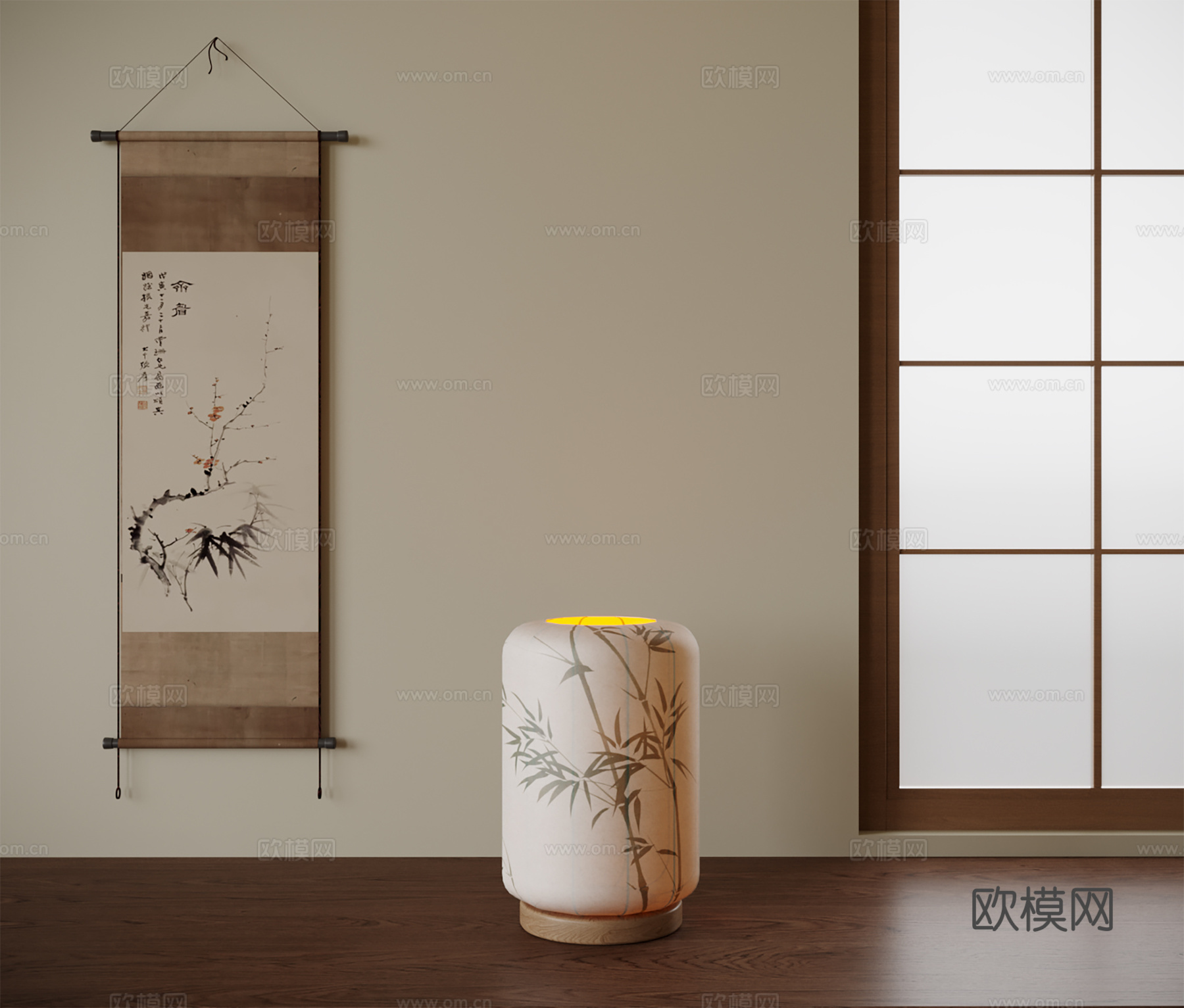 日式台灯 挂画3d模型