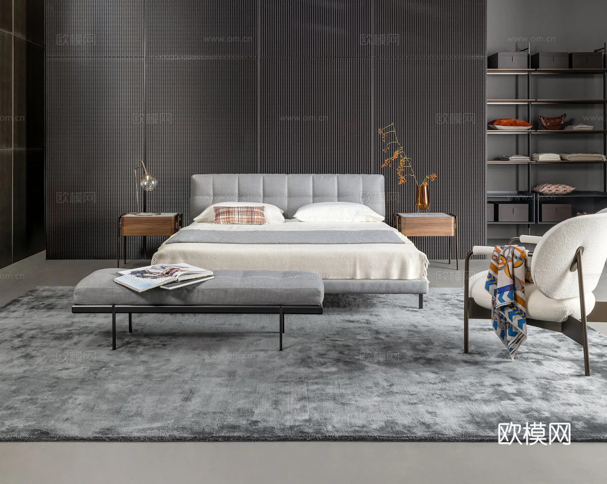 BONALDO 双人床3d模型下载（渲染图2）