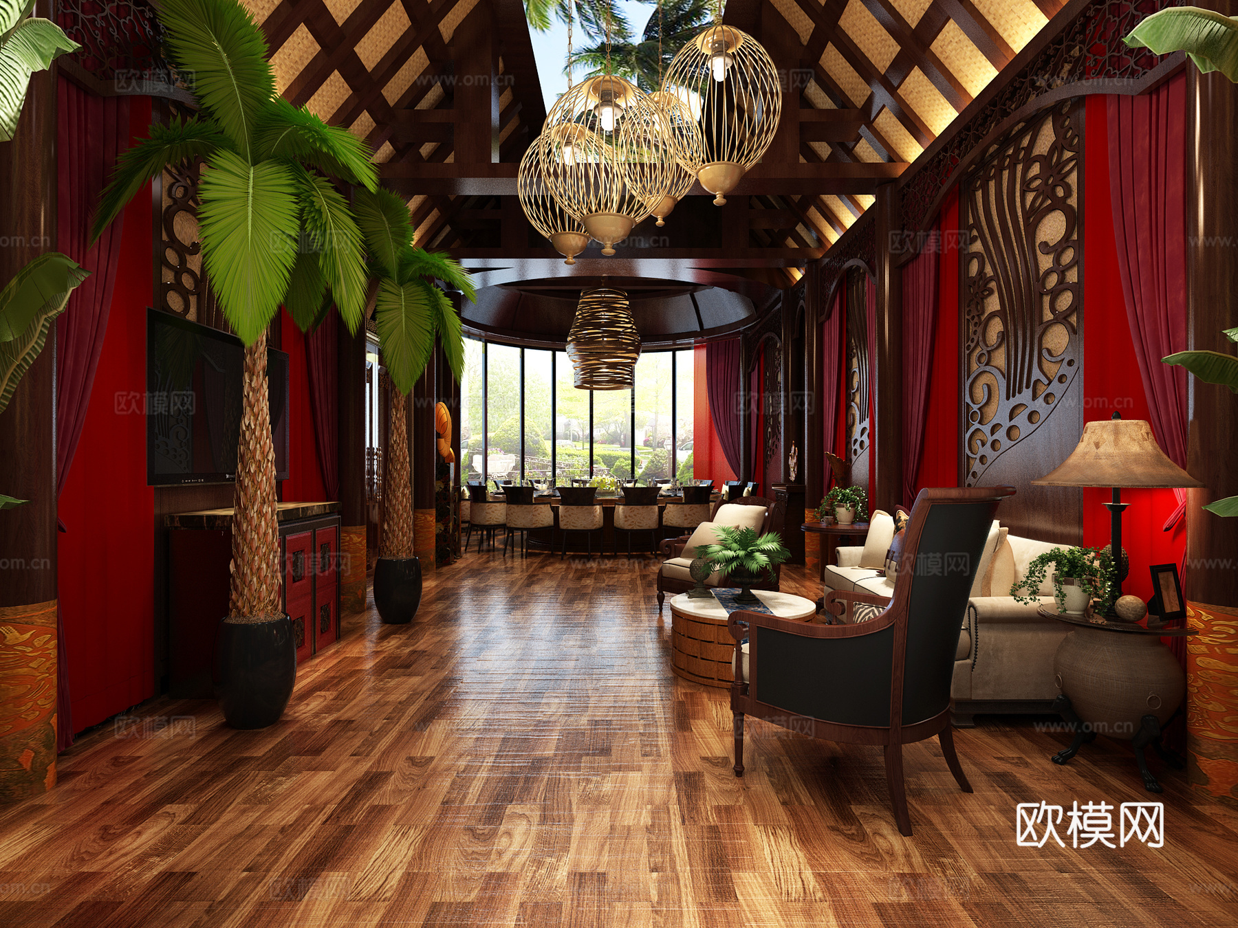 泰式pa会所3d模型下载（渲染图1）
