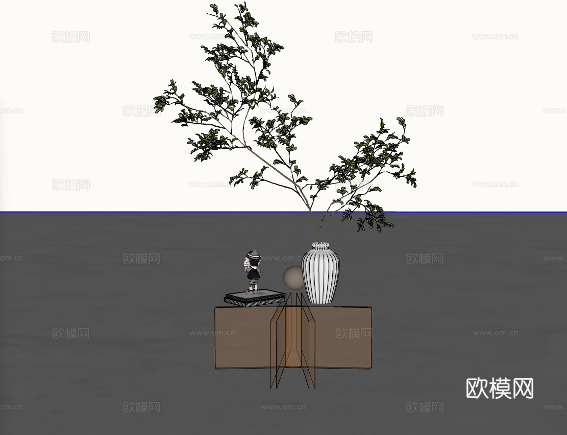 玻璃茶几su模型
