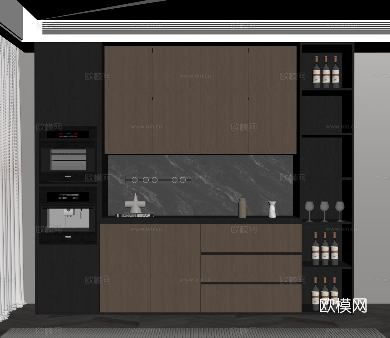 现代意式餐边柜su模型
