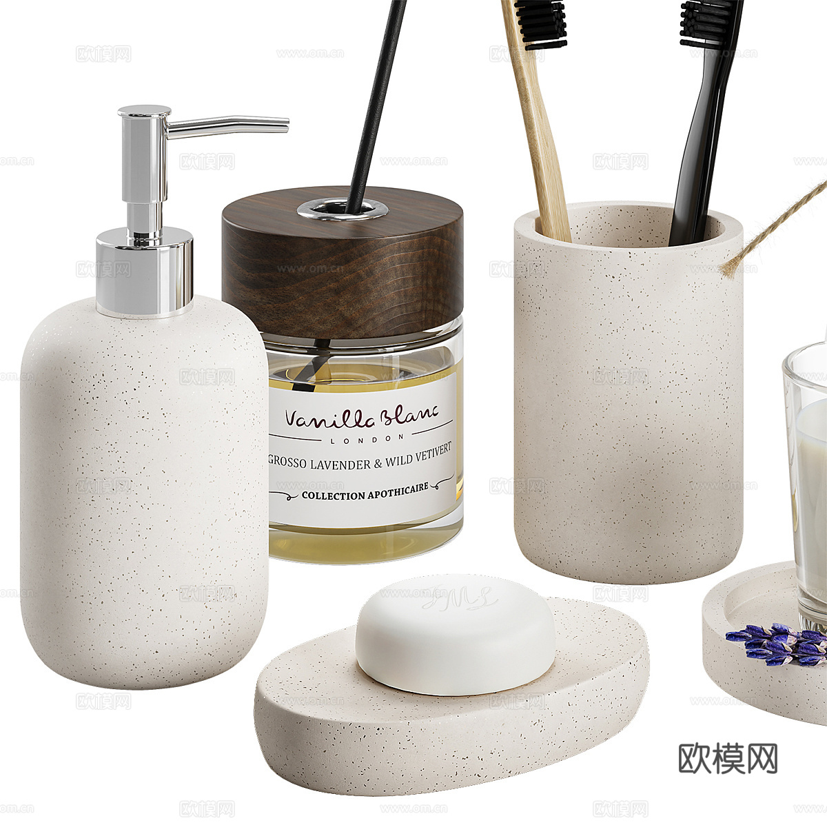 现代浴室洗护用品套装3d模型