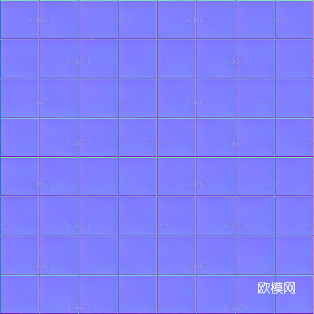 无缝纯黑方砖马赛克瓷砖墙砖 PBR材质贴图 1k