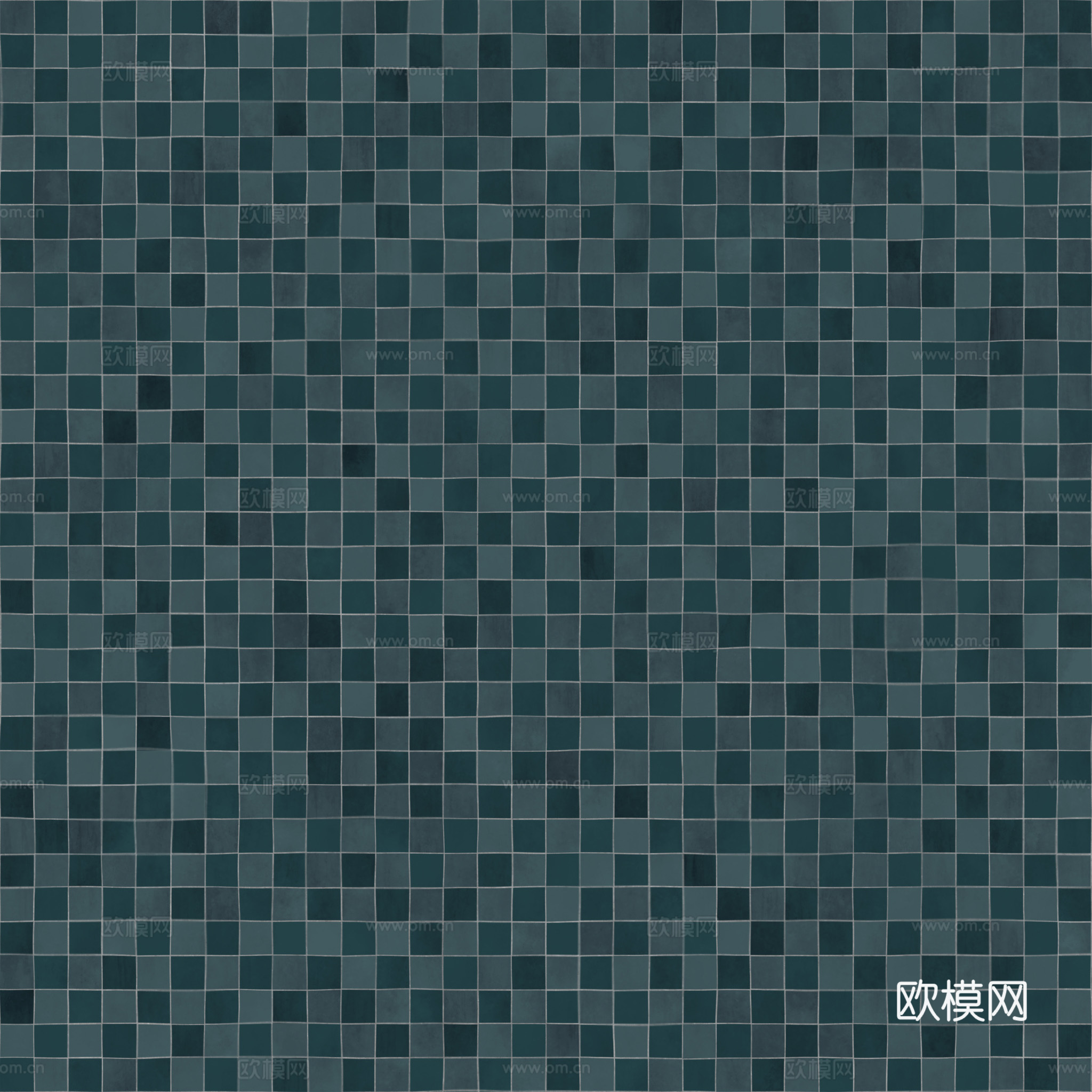 无缝墨绿马赛克瓷砖 PBR材质贴图 2k