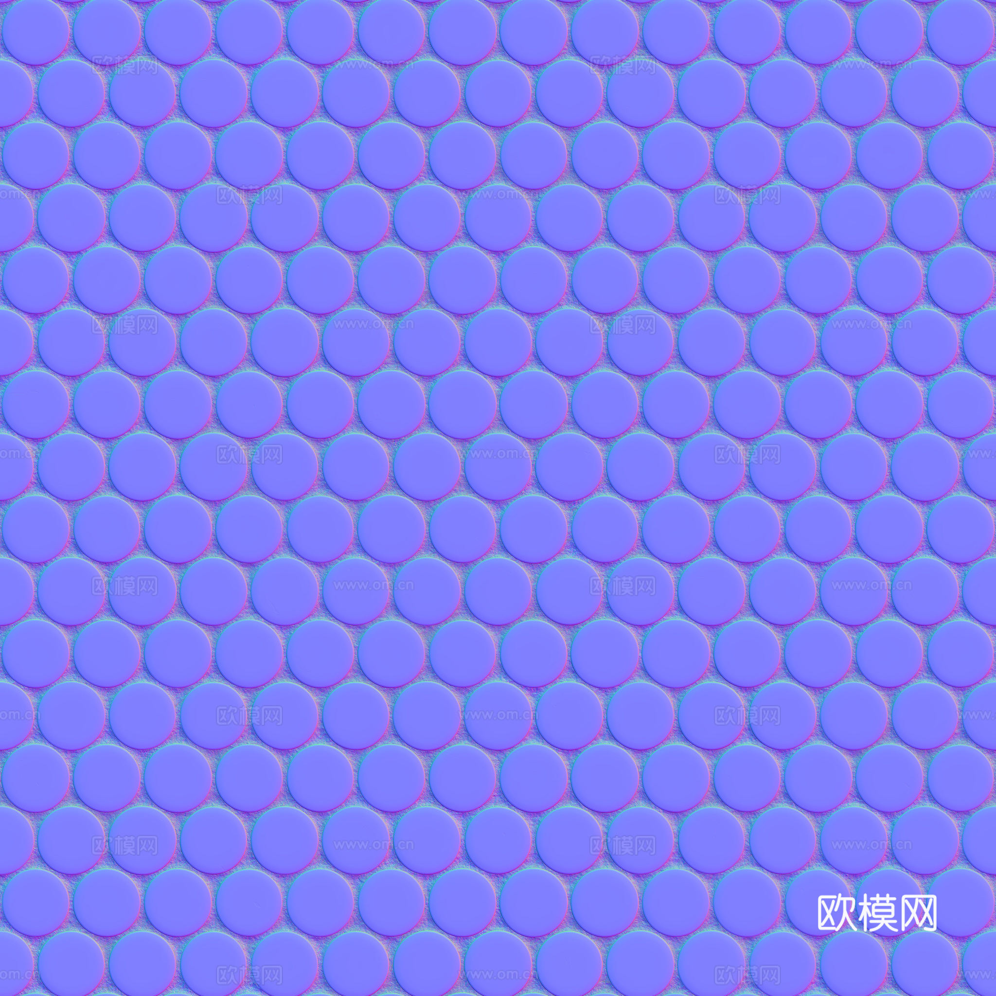 无缝拼色圆形马赛克瓷砖墙砖 PBR材质贴图 2k