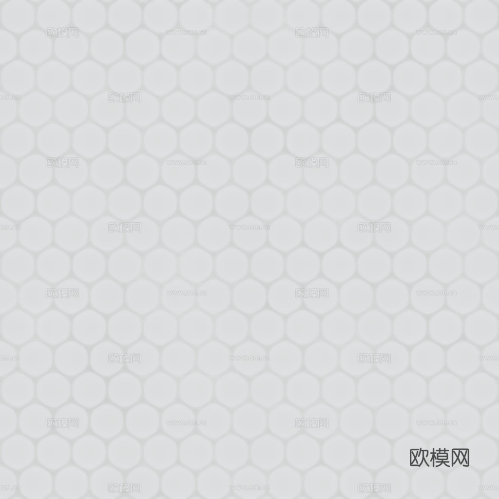 无缝纯白圆形马赛克瓷砖墙砖 PBR材质贴图 1k