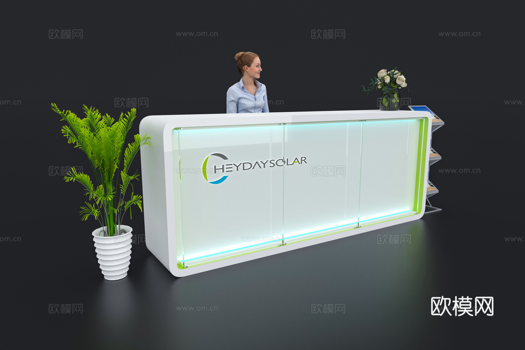 现代接待台 展览展会展台接待台 前台 吧台 柜台 桌台3d模型下载（渲染图2）