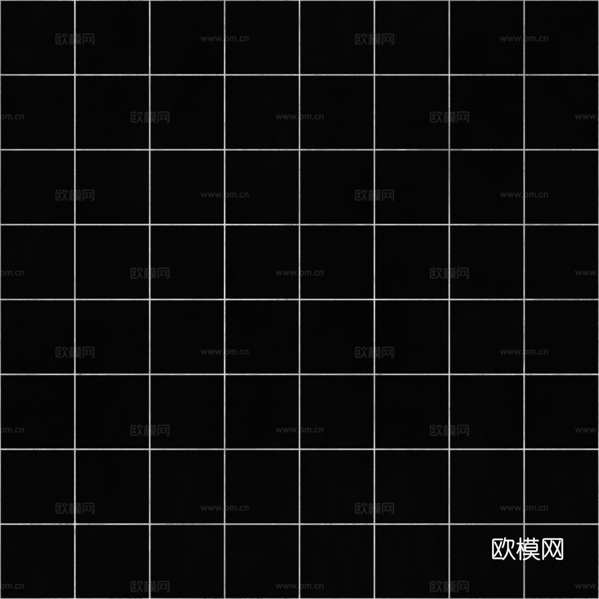 无缝纯黑方砖马赛克瓷砖墙砖 PBR材质贴图 2k