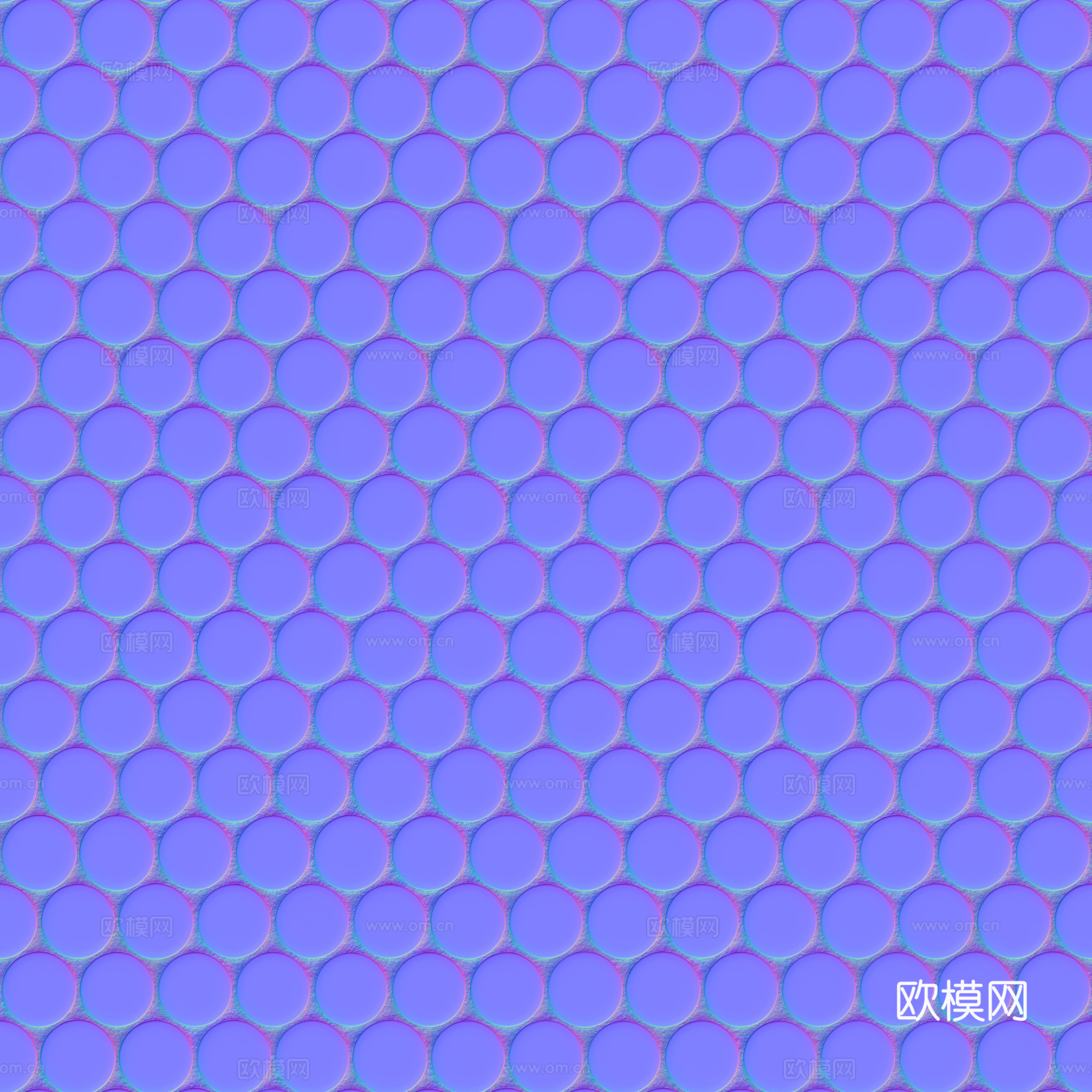 无缝拼色圆形马赛克瓷砖墙砖 PBR材质贴图 2k