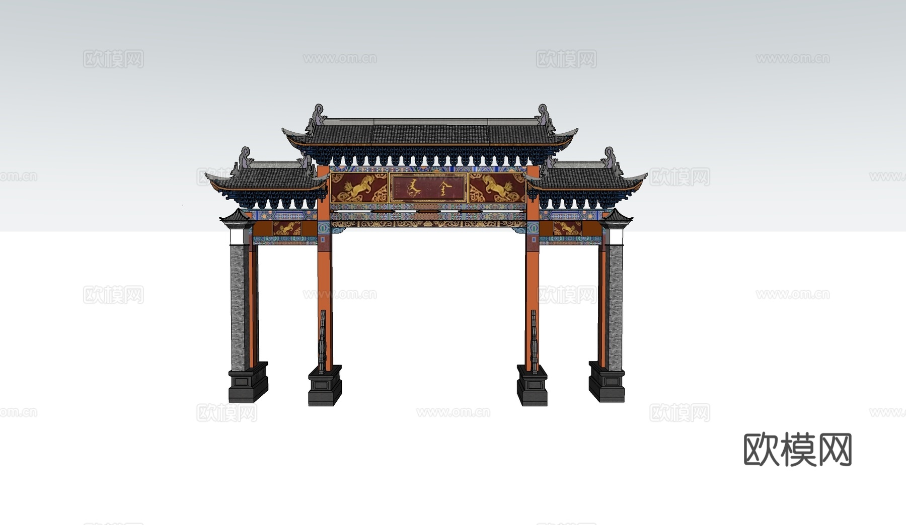 牌坊 牌楼 门楼su模型
