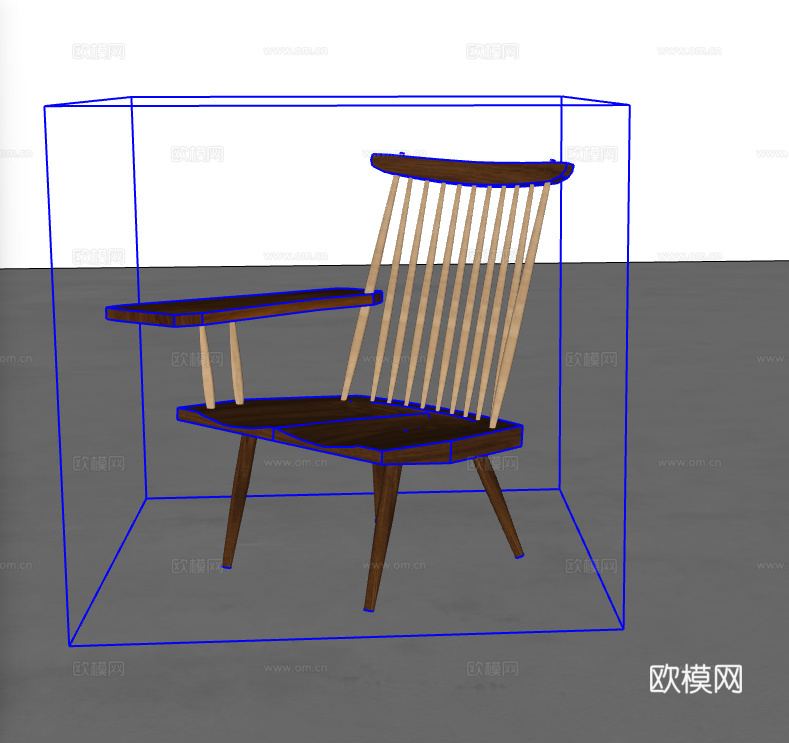 单人木质休闲椅su模型