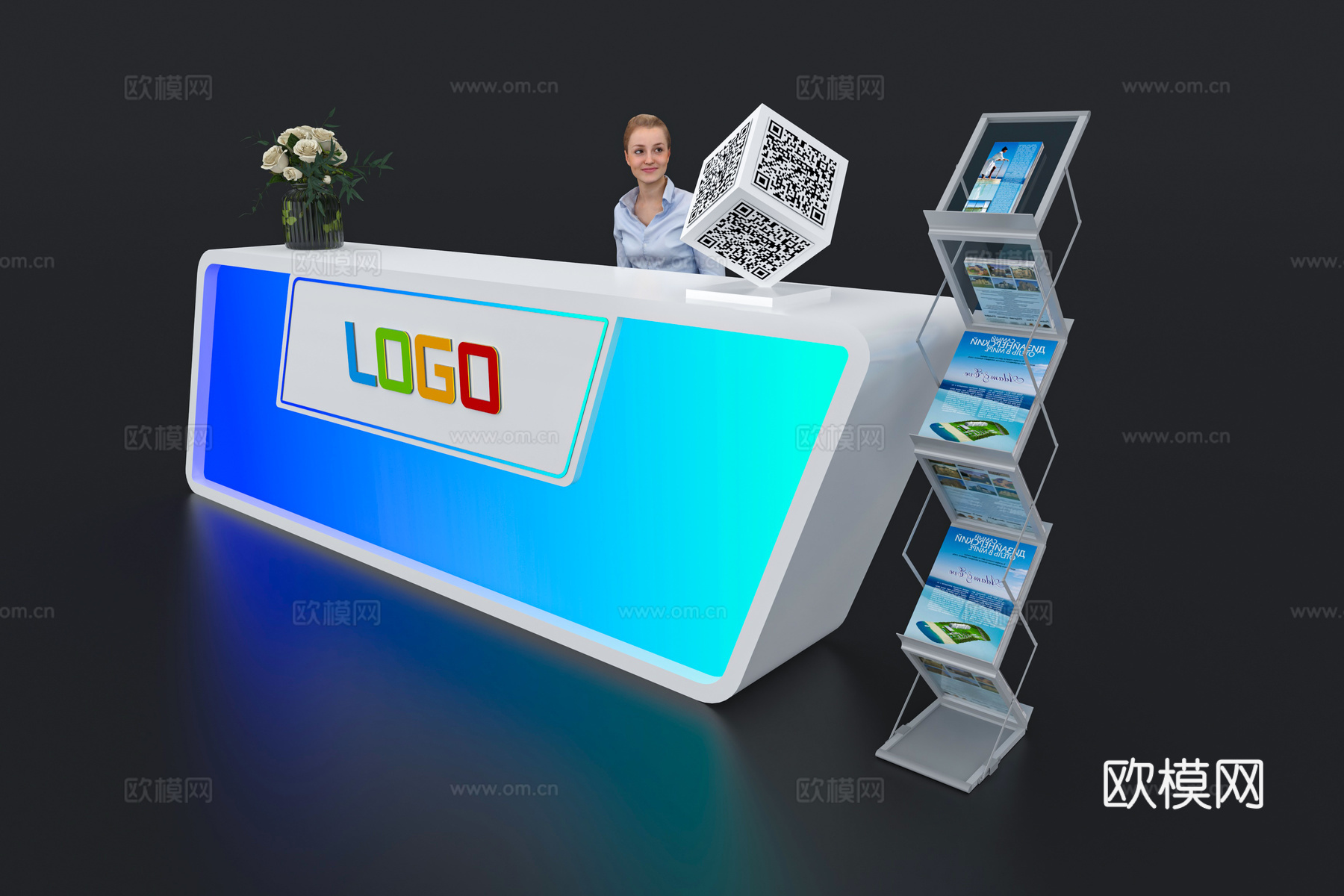 现代接待台 展览展会展台接待台 前台 吧台 柜台 桌台3d模型