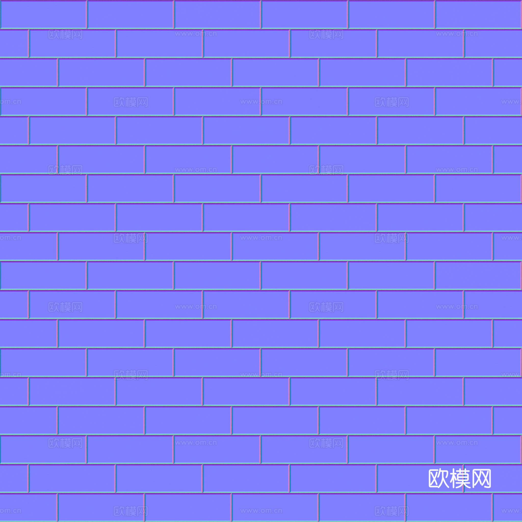 无缝绿色拼色琉璃瓷砖墙砖仿古砖 PBR材质贴图 2k