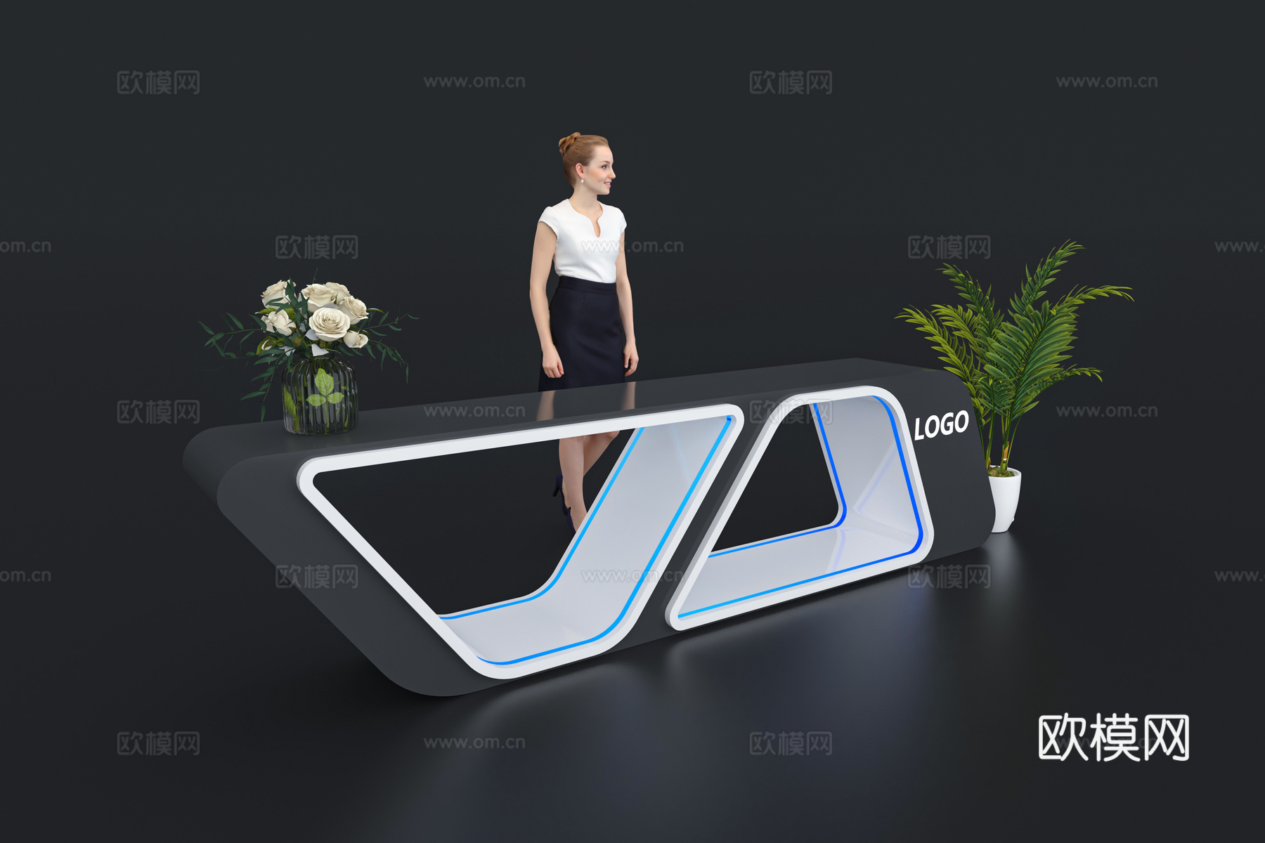 现代接待台 展览展会展台接待台 前台 吧台 柜台 桌台3d模型