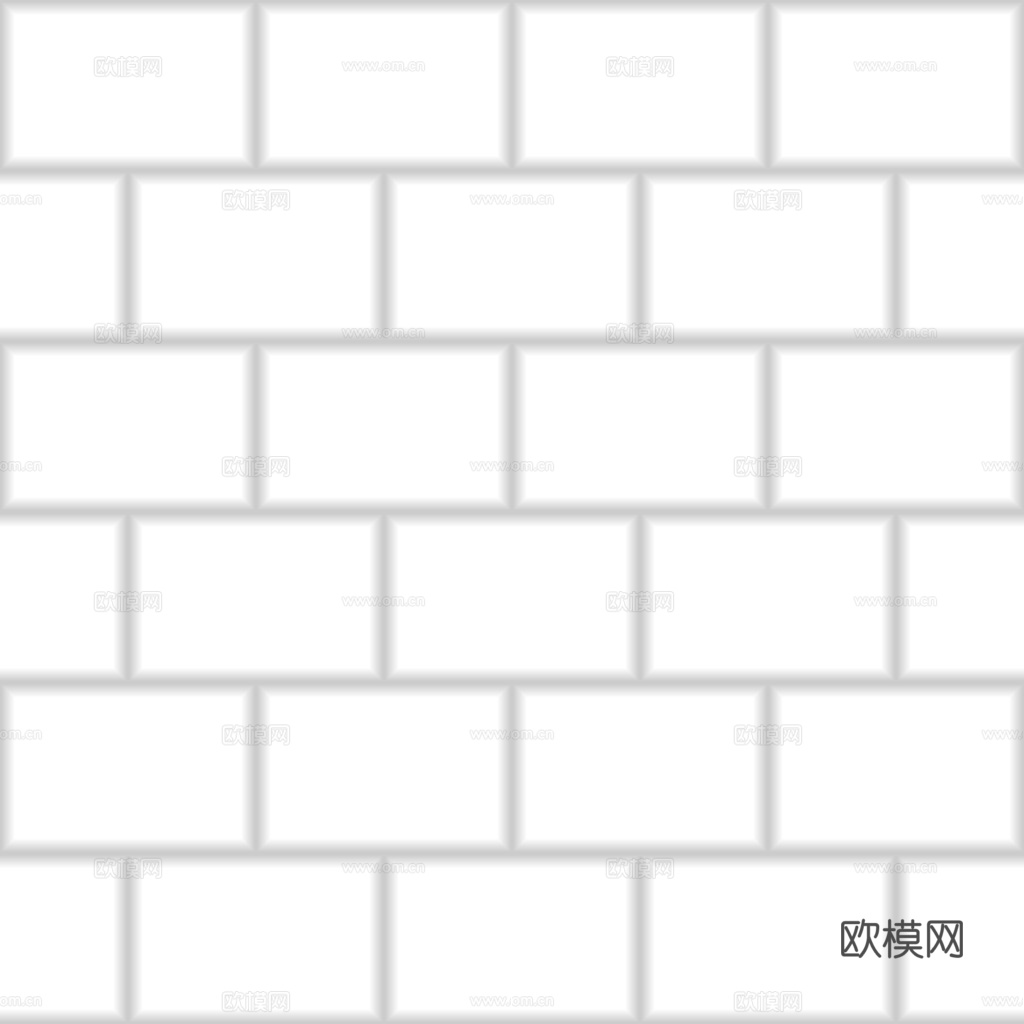 无缝白色瓷砖墙砖 PBR材质贴图 1k