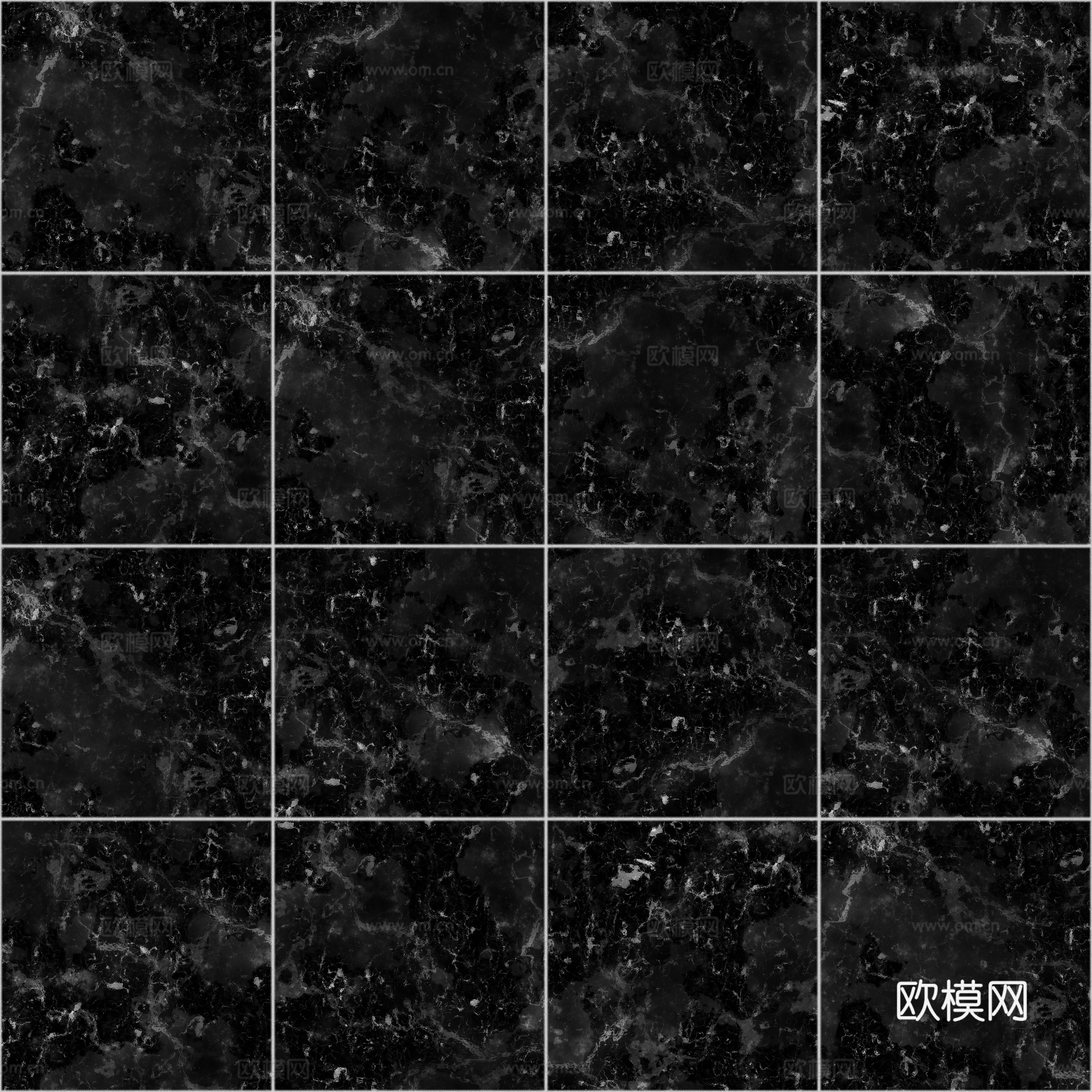 欧式 简欧 法式 无缝黑白拼花瓷砖地砖 PBR材质贴图 2k