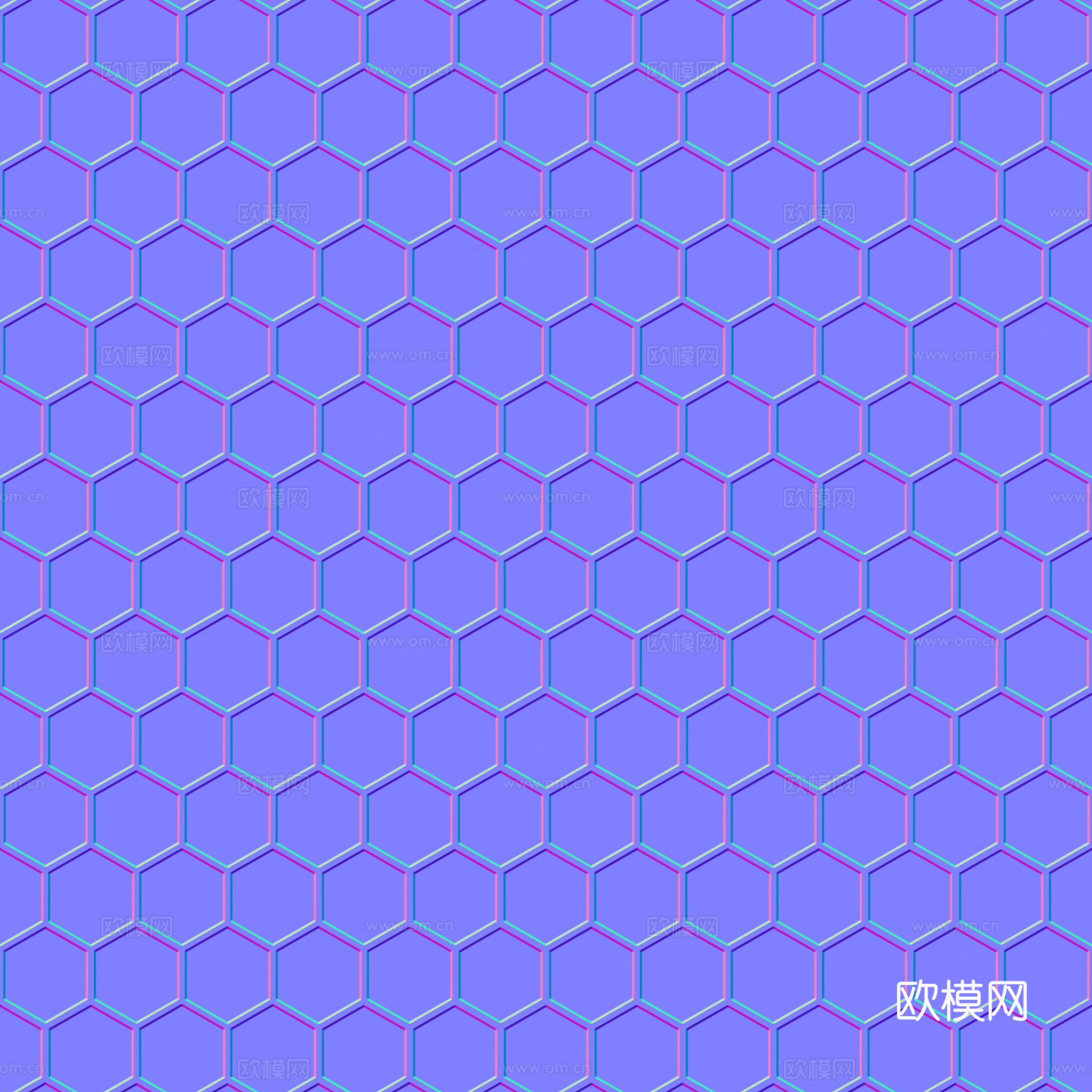 无缝墨绿色六角瓷砖马赛克瓷砖 PBR材质贴图 2k