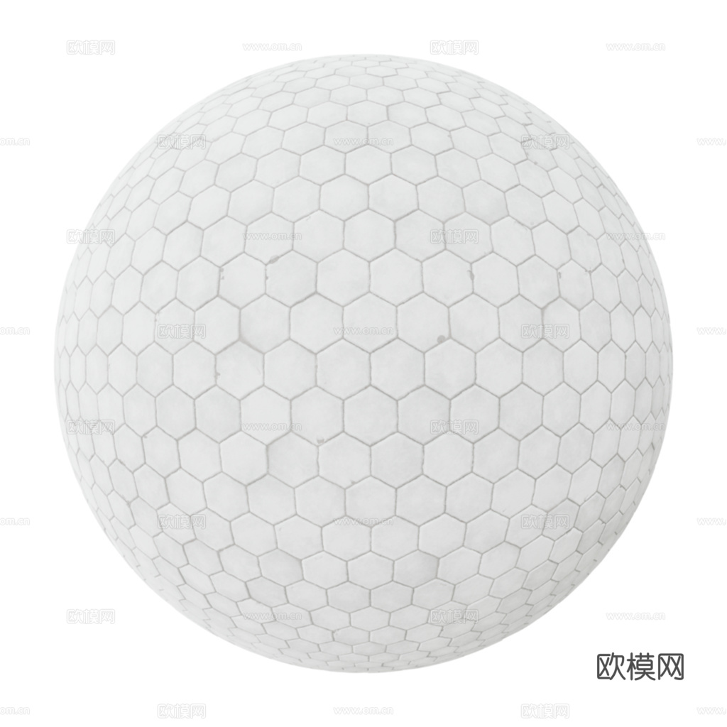 无缝纯白六角马赛克瓷砖墙砖 PBR材质贴图 2k