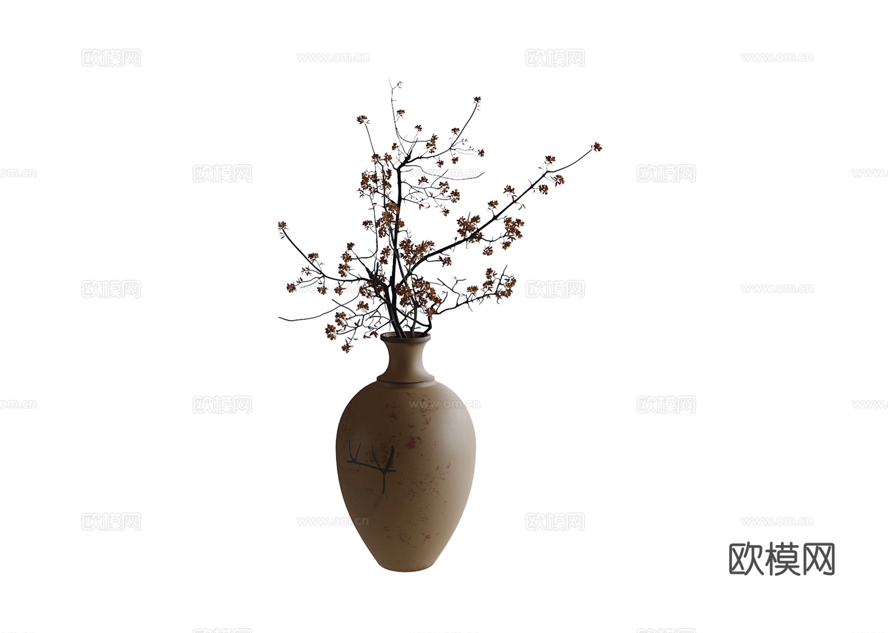 新中式花瓶花艺 插花花艺su模型