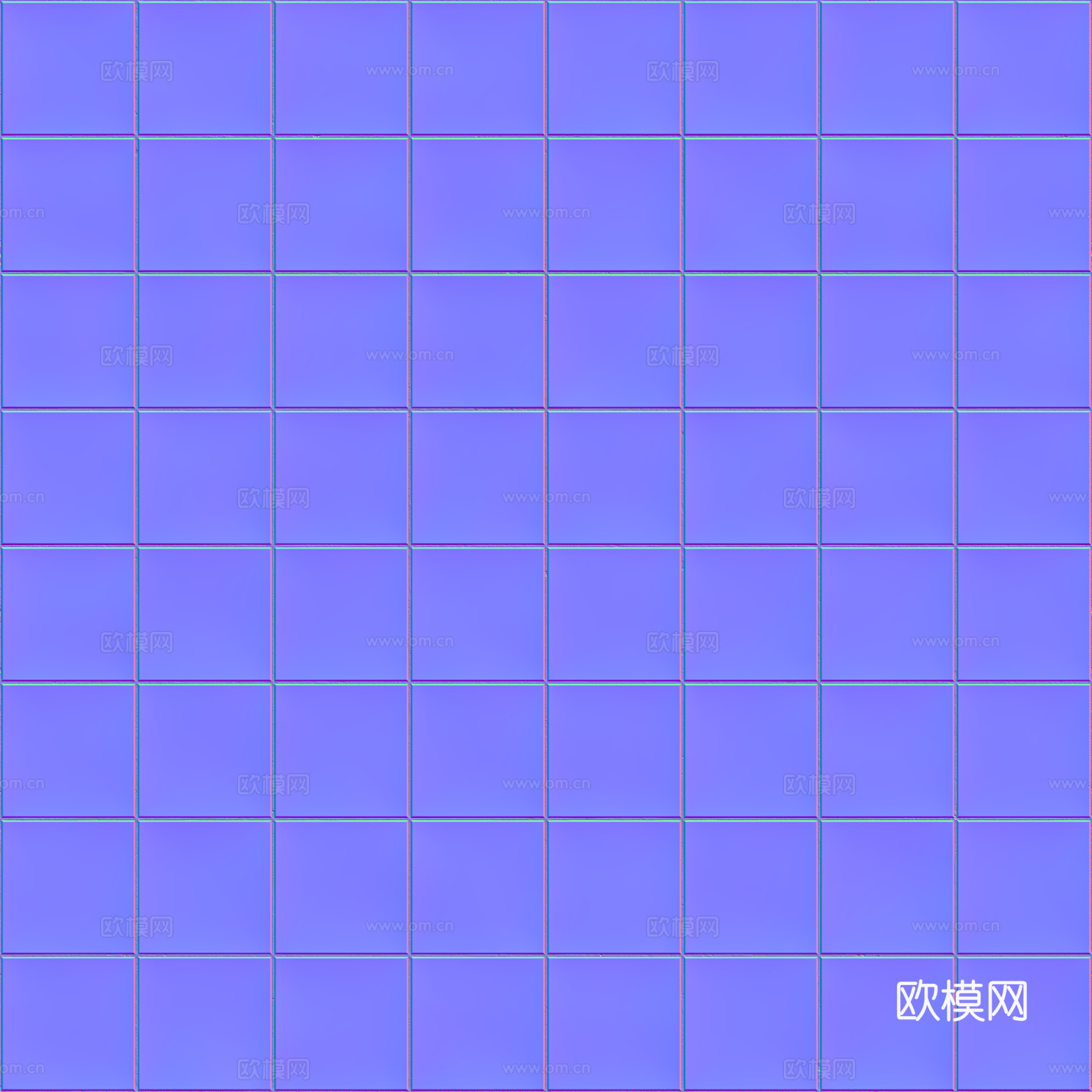 无缝纯白小白砖方砖马赛克瓷砖墙砖 PBR材质贴图 2k