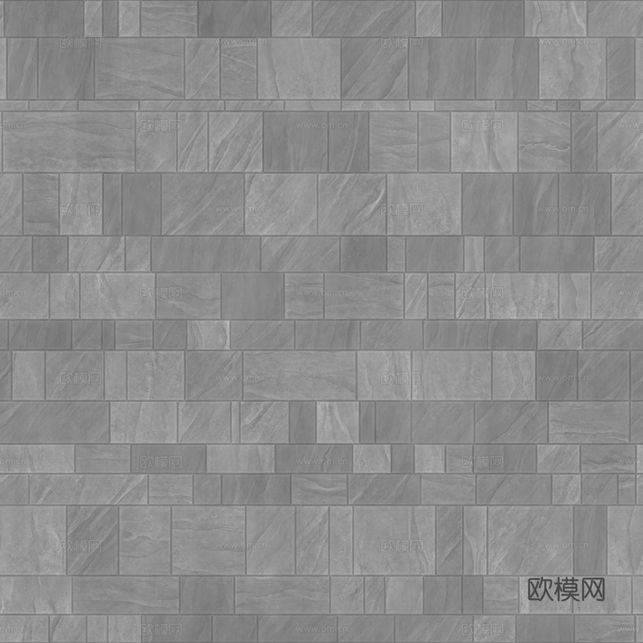 无缝黑白拼色瓷砖地砖 PBR材质贴图 2k
