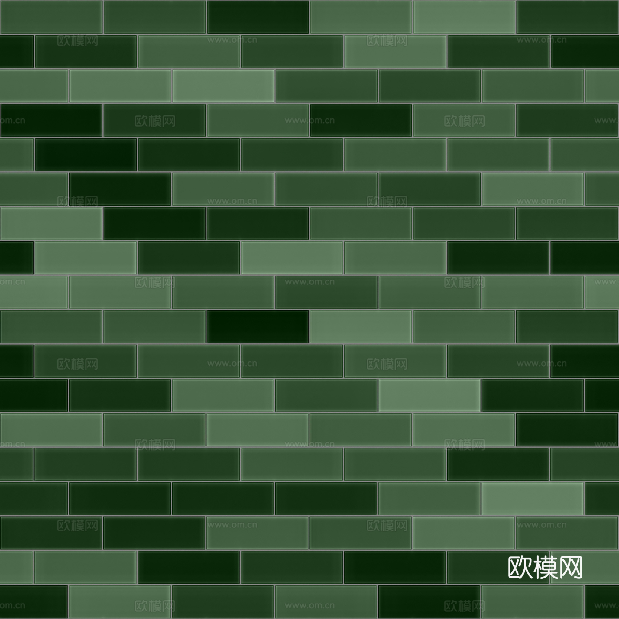 无缝绿色拼色琉璃瓷砖墙砖仿古砖 PBR材质贴图 2k