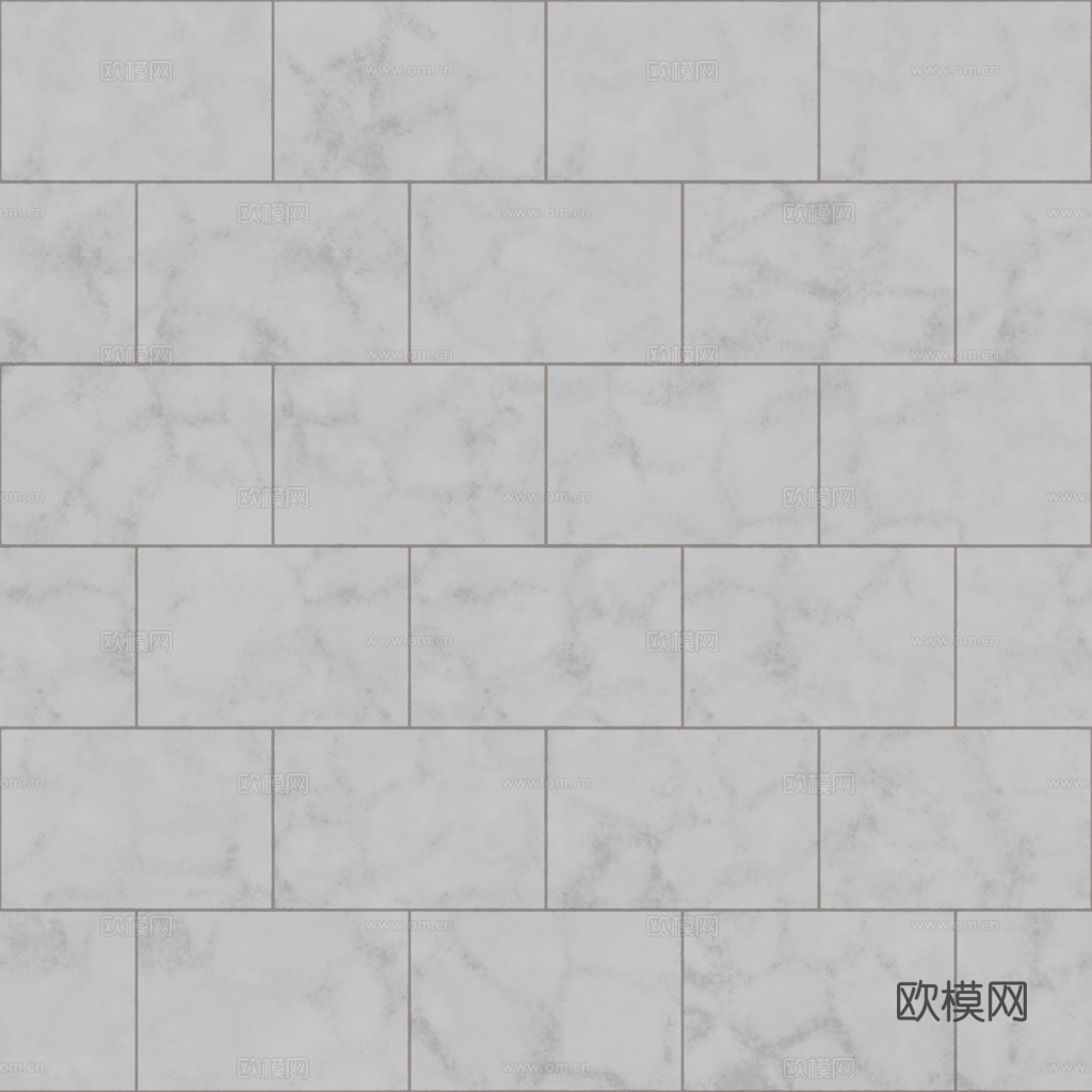 无缝白色瓷砖墙砖 PBR材质贴图 1k