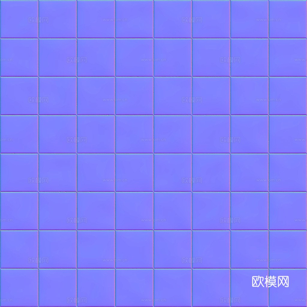 无缝黑色方砖马赛克瓷砖 PBR材质贴图 1k