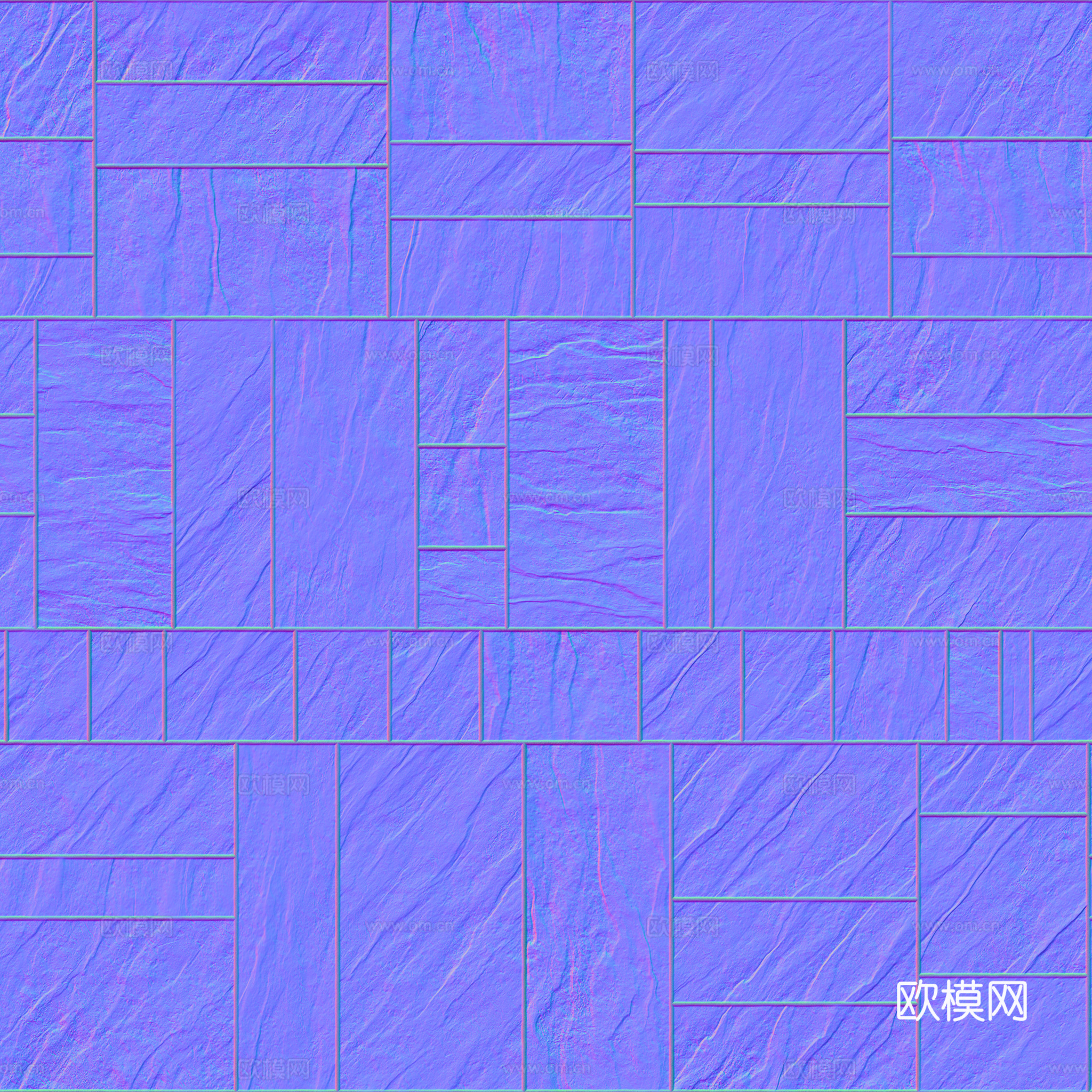无缝黑色瓷砖地砖 PBR材质贴图 2k
