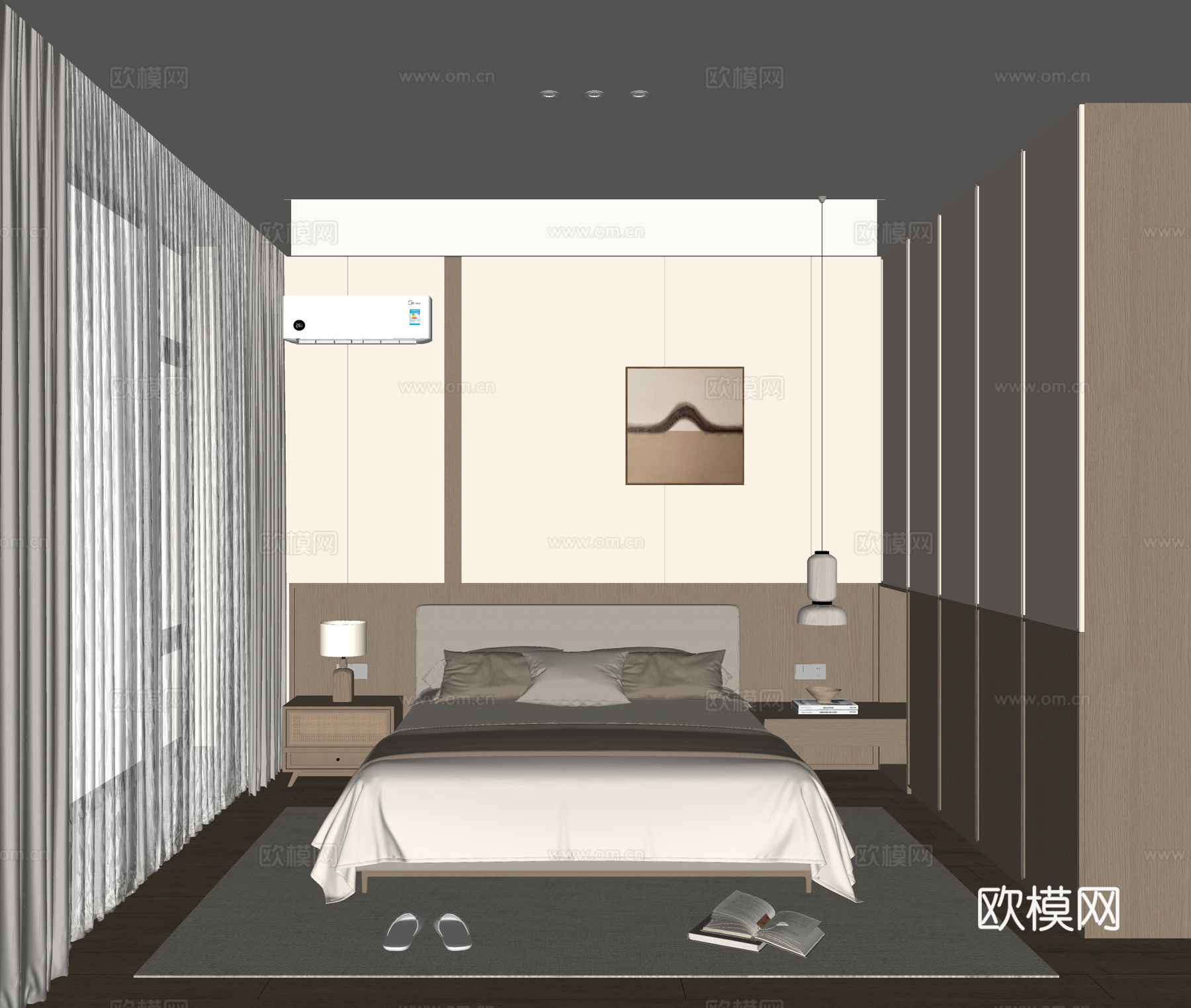 侘寂风卧室su模型