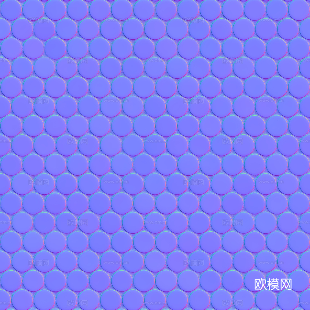 无缝橘色圆形马赛克瓷砖墙砖 PBR材质贴图 1k