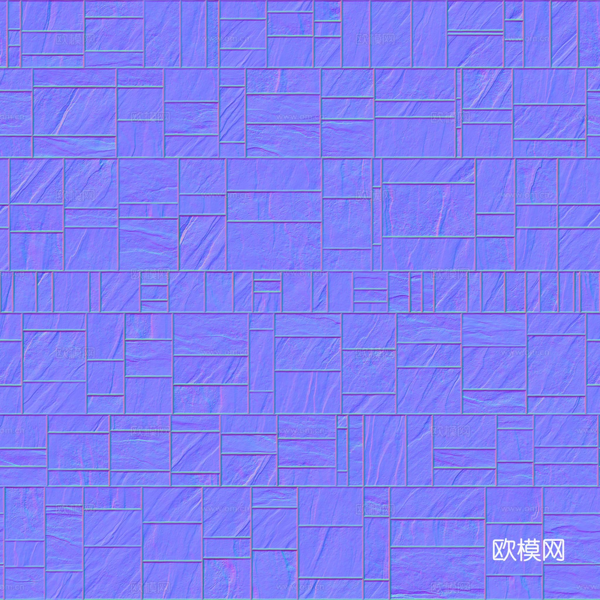 无缝土黄色瓷砖地砖 PBR材质贴图 2k