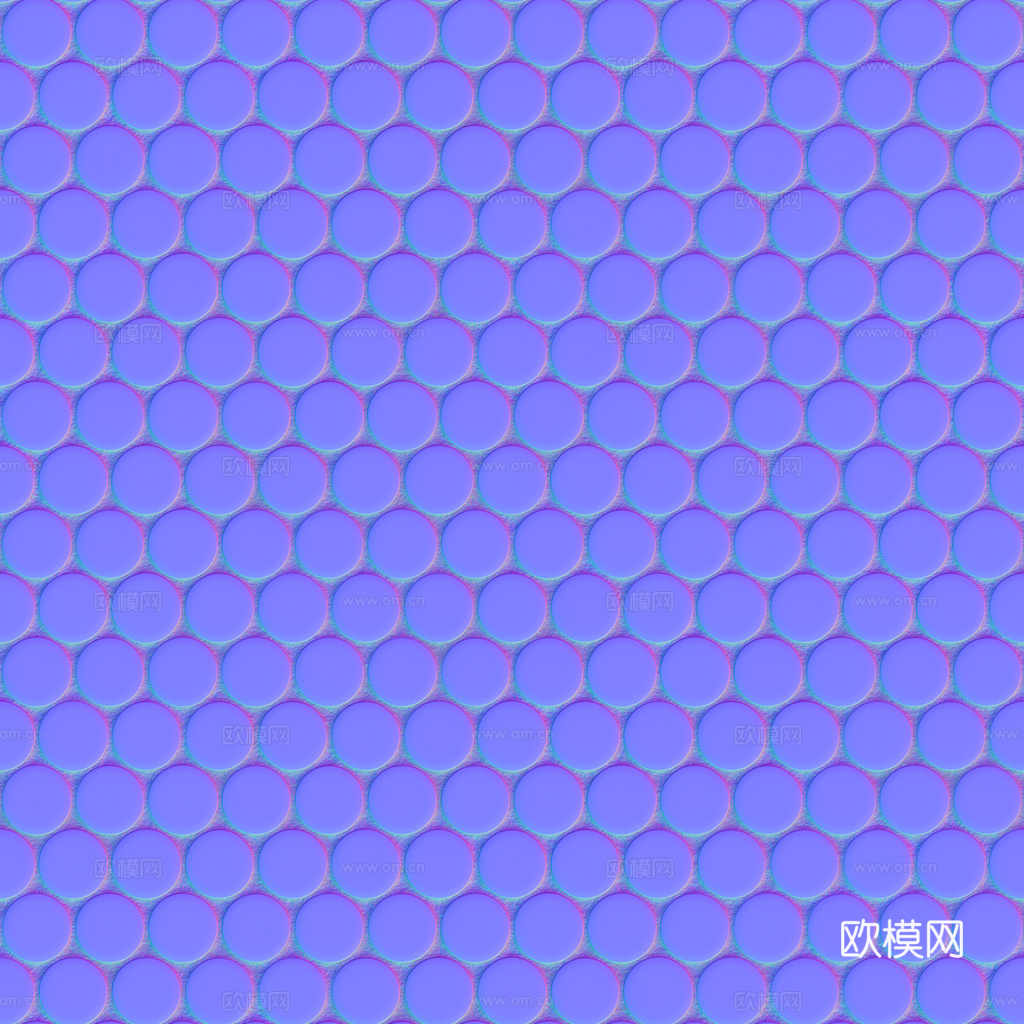 无缝拼色圆形马赛克瓷砖墙砖 PBR材质贴图 1k