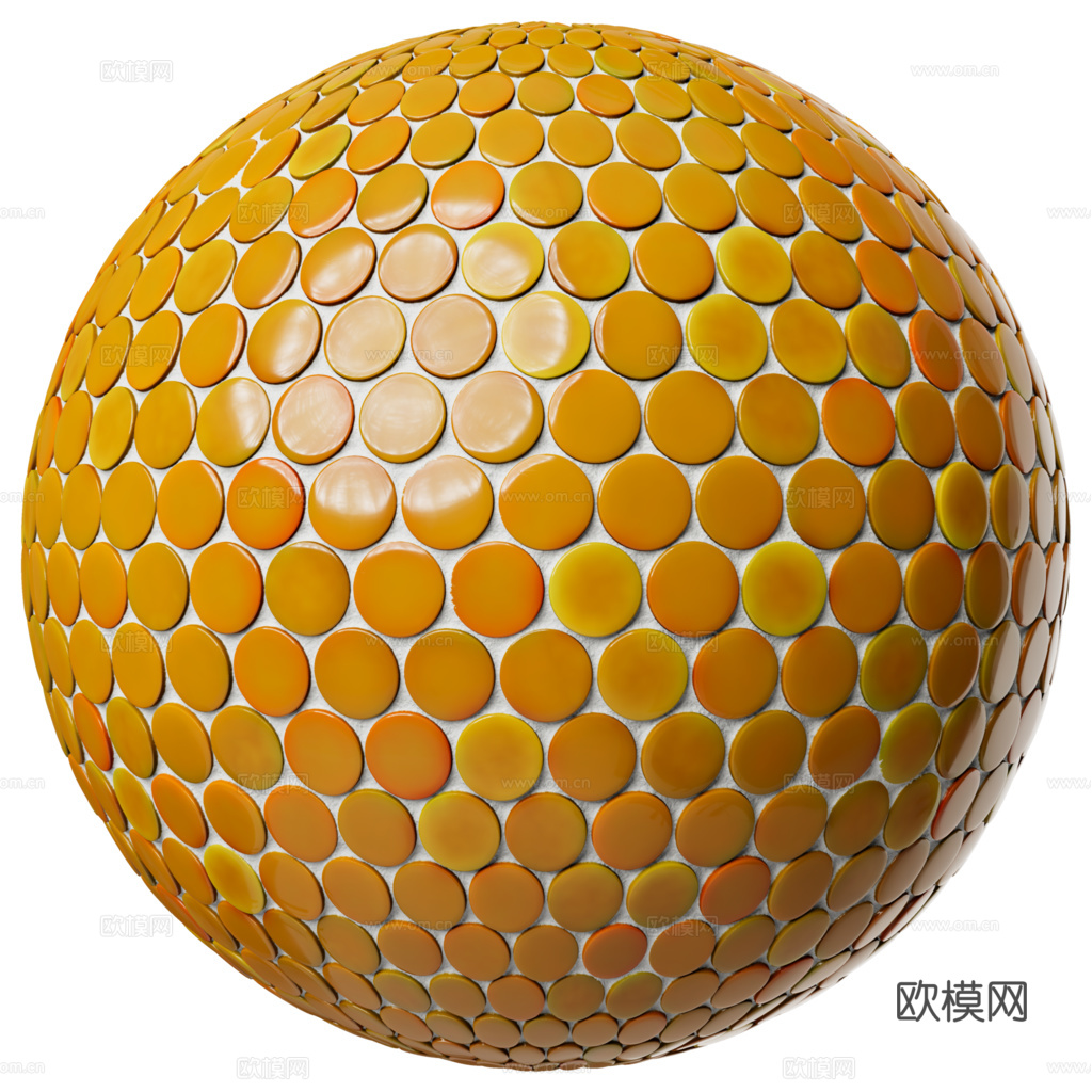 无缝拼色圆形马赛克瓷砖墙砖 PBR材质贴图 2k
