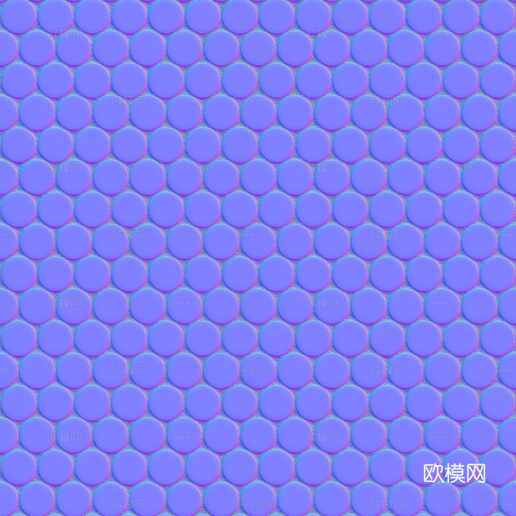 无缝拼色圆形马赛克瓷砖墙砖 PBR材质贴图 1k
