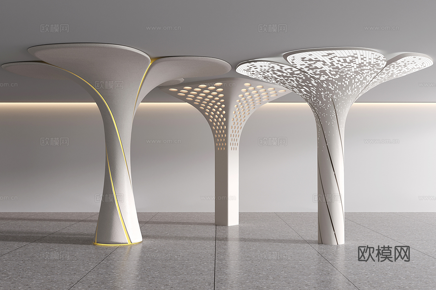 现代柱子 发光柱子 异形柱子3d模型下载