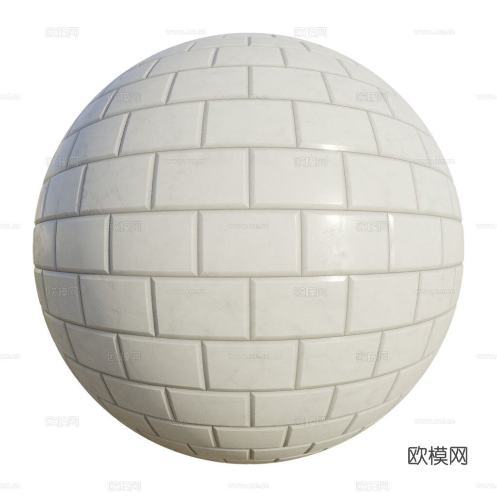无缝白色瓷砖墙砖 PBR材质贴图 2k
