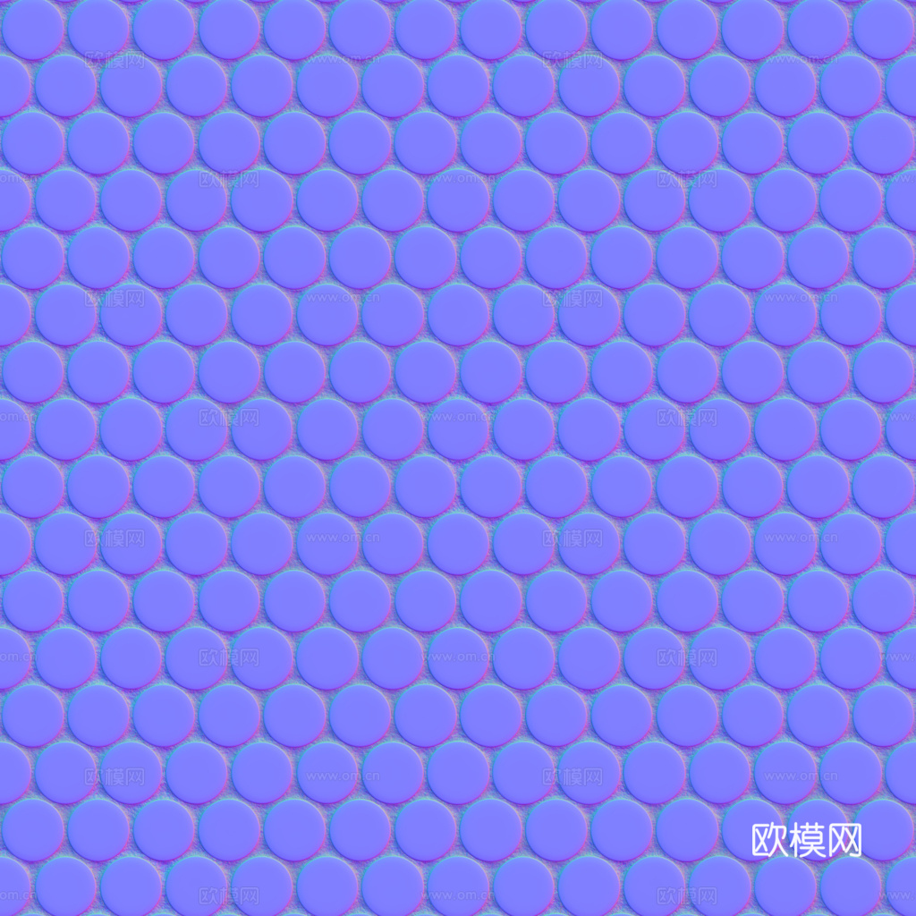 无缝拼色圆形马赛克瓷砖墙砖 PBR材质贴图 1k