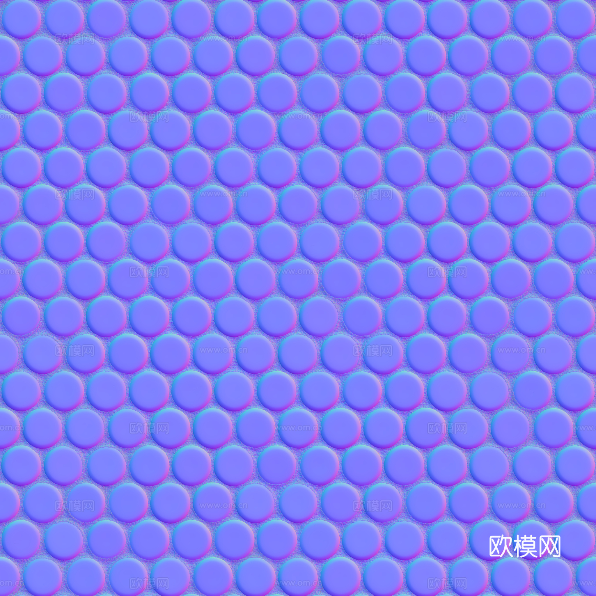无缝拼色圆形马赛克瓷砖墙砖 PBR材质贴图 2k