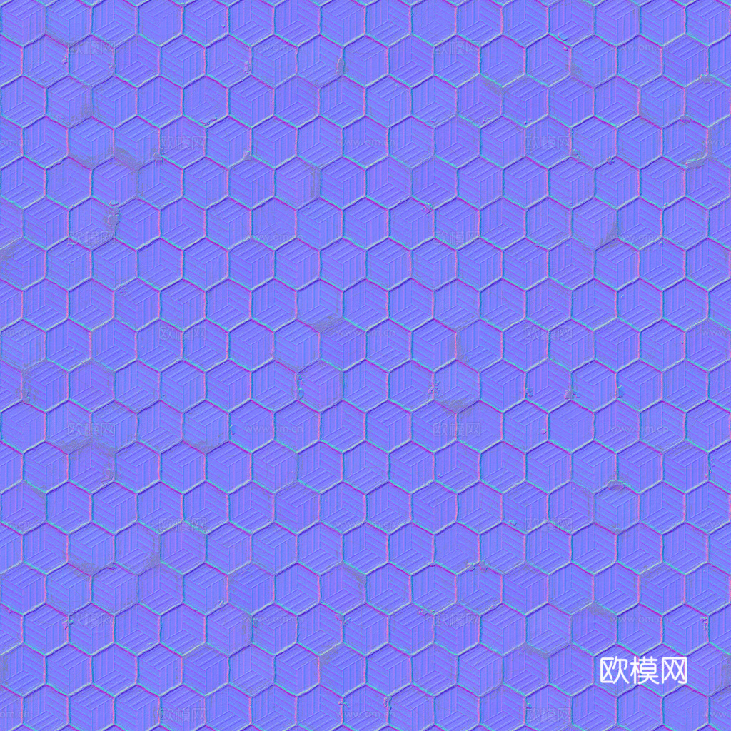 无缝拼色六角马赛克瓷砖墙砖户外砖 PBR材质贴图 1k