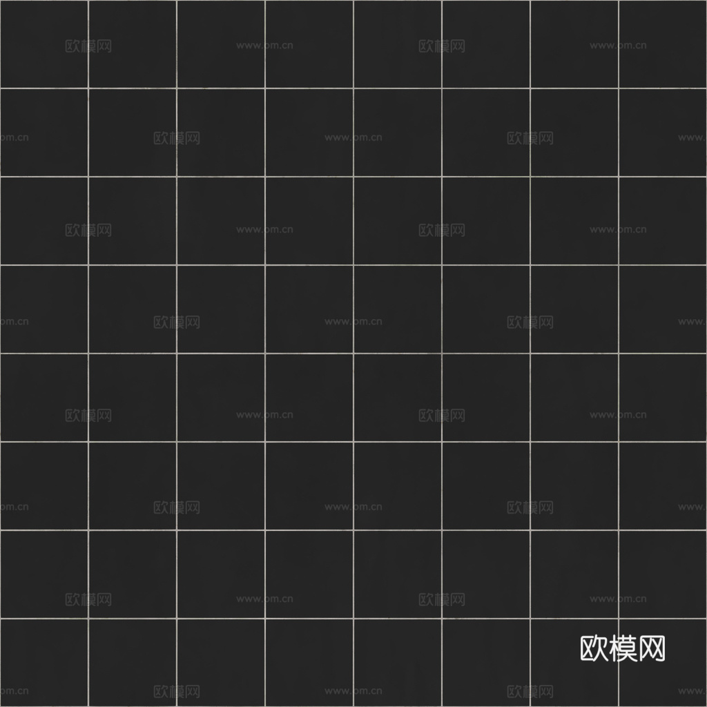 无缝纯黑方砖马赛克瓷砖墙砖 PBR材质贴图 1k