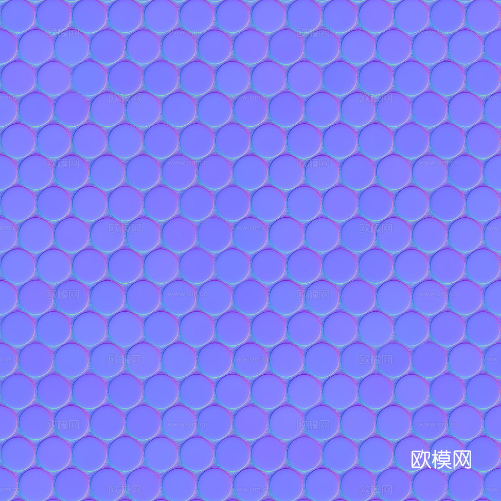 无缝橘色圆形马赛克瓷砖墙砖 PBR材质贴图 1k