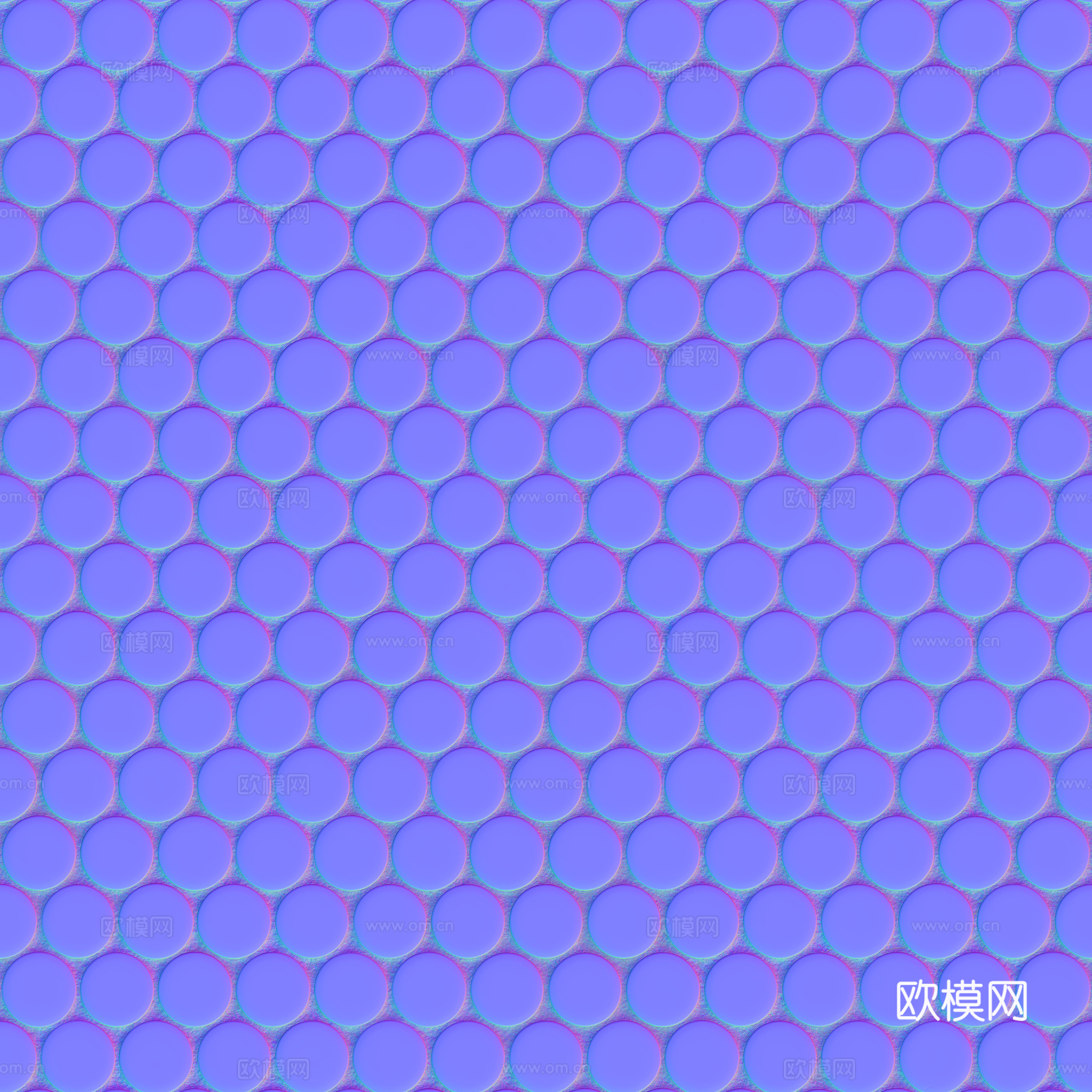 无缝墨色圆形马赛克瓷砖墙砖 PBR材质贴图 2k