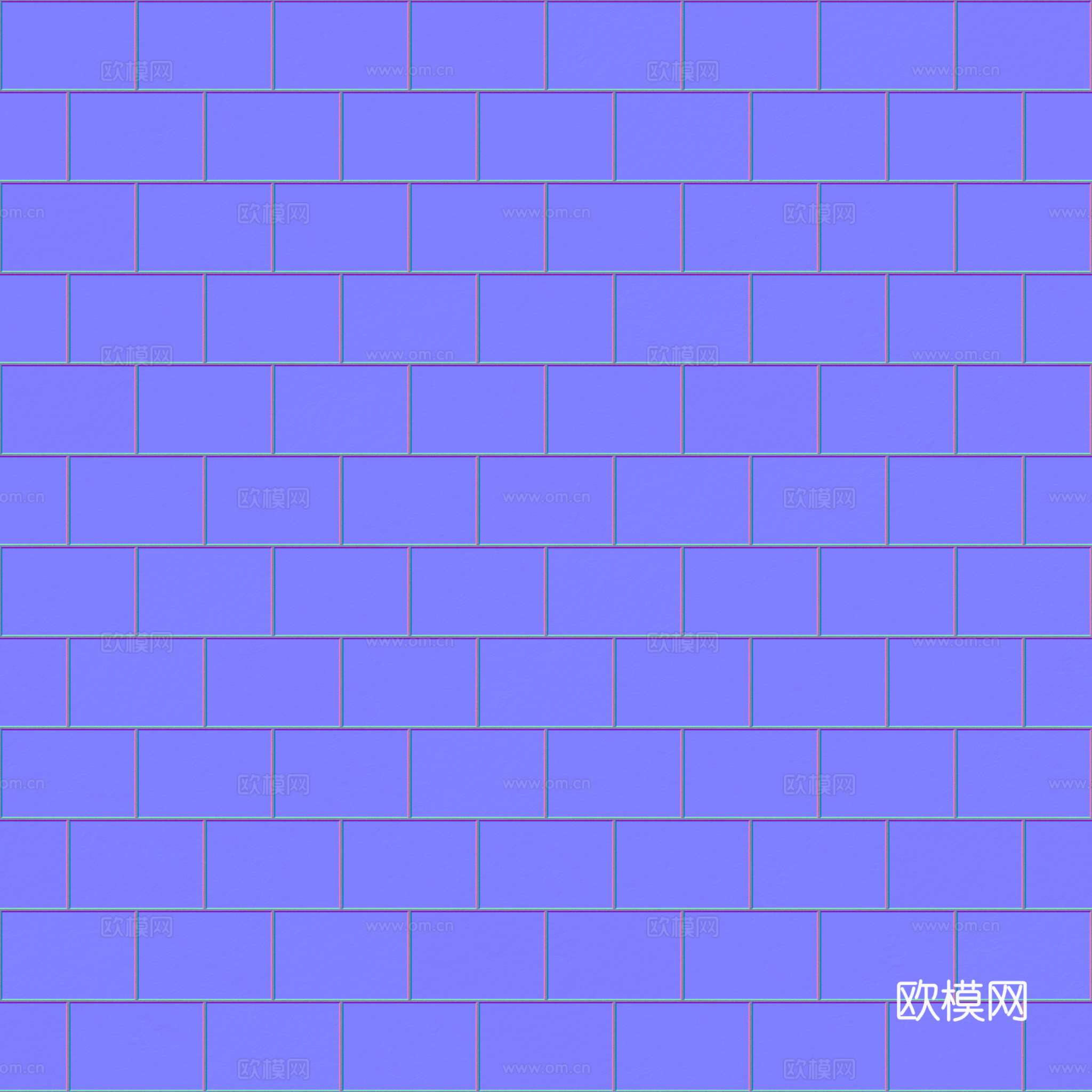无缝墨色瓷砖墙砖仿古砖 PBR材质贴图 2k