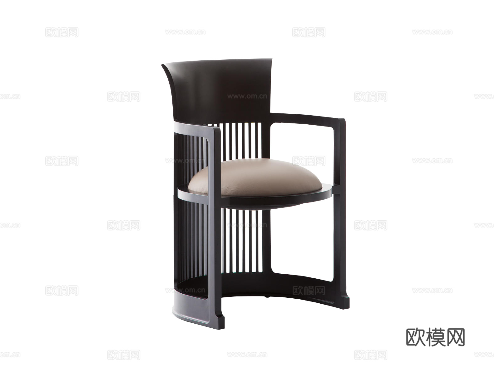 Cassina新中式餐椅3d模型下载（渲染图1）