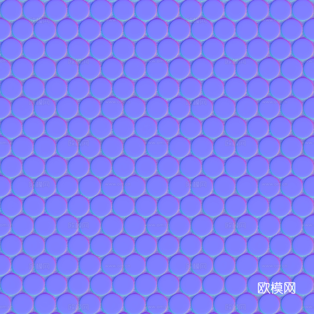 无缝纯白圆形马赛克瓷砖墙砖 PBR材质贴图 1k