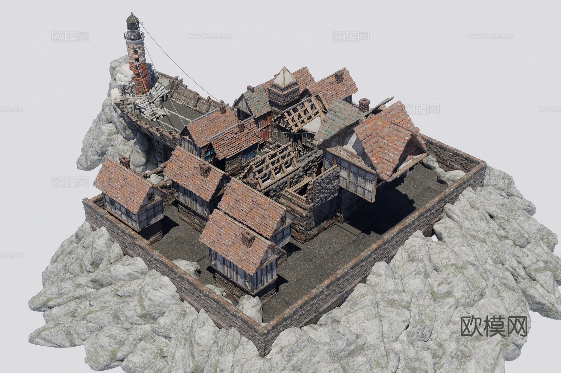 废弃的中世纪城堡3d模型